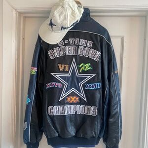 Dallas Cowboys Vintage Super Bowl Leather Jacket & Cap Sz 2X